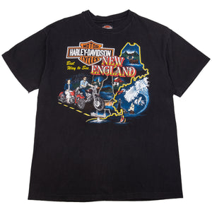 Vintage Black Harley Davidson New England Tee (1989)