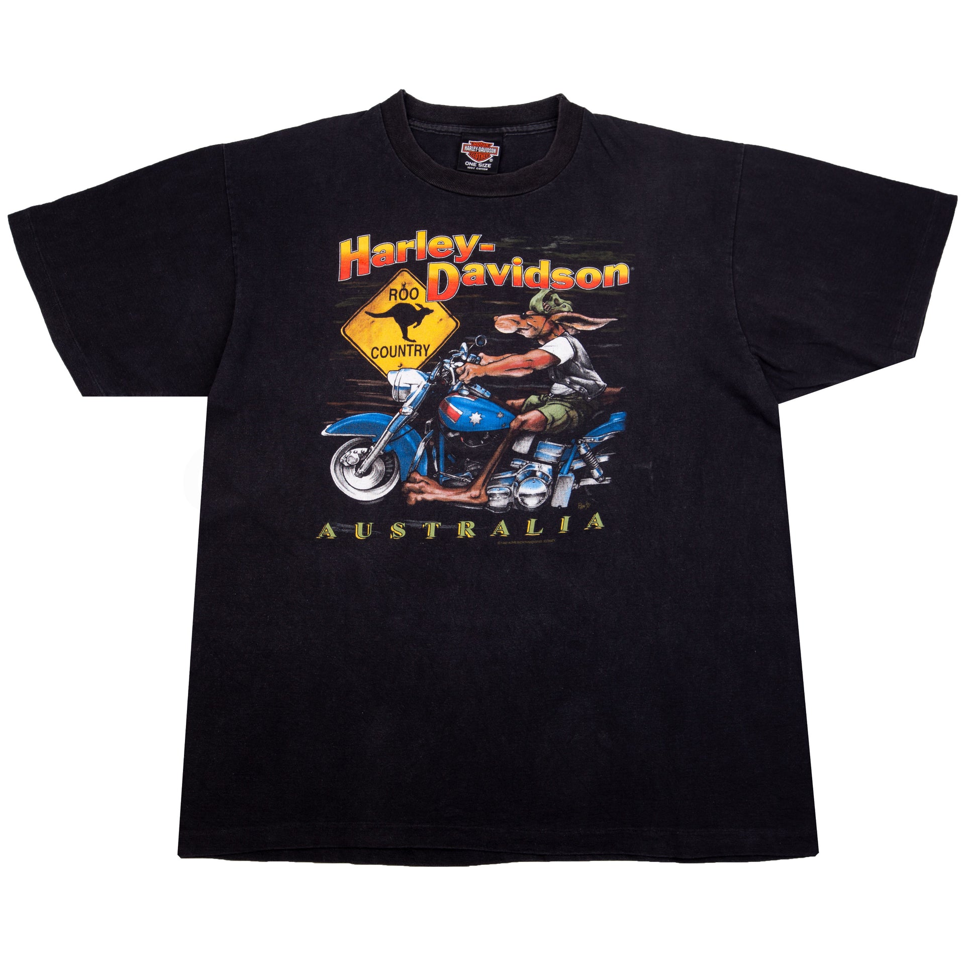 Vintage Black Harley Davidson Australia Roo Country Tee (1992)