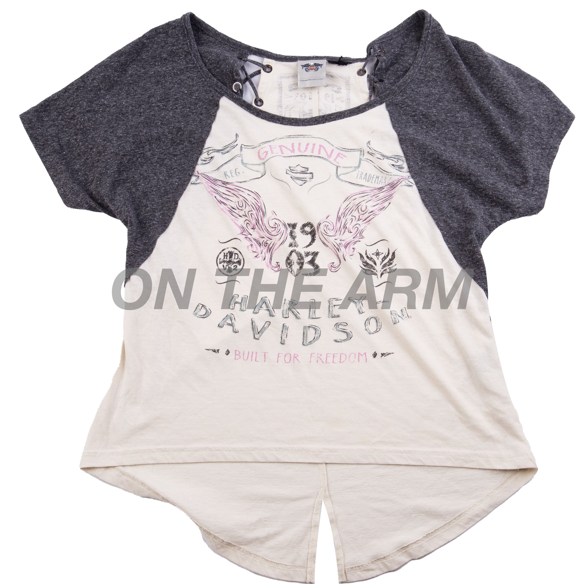 Vintage Grey/White Harley Davidson Raglan Top
