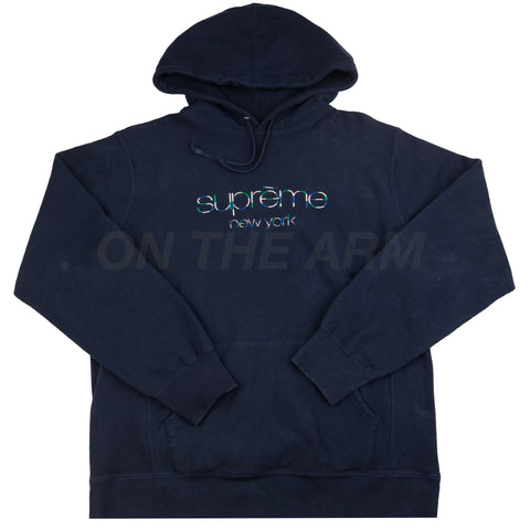 Supreme Navy Classic Logo Hoodie PRE-OWNED