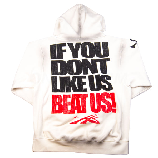 Hellstar White If You Don't Like Us Beat Us Hoodie