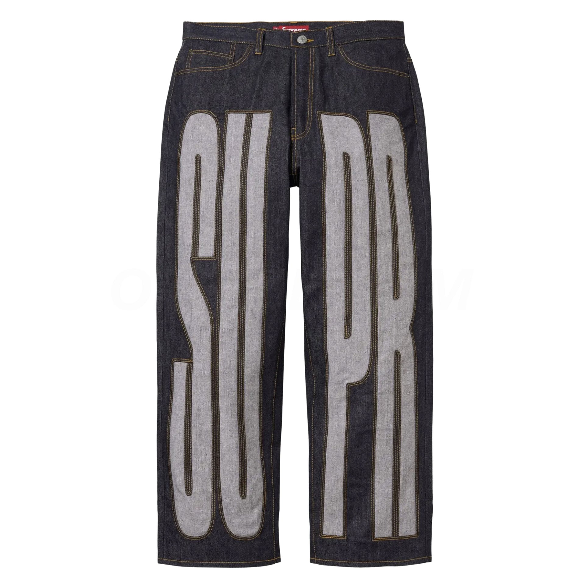Supreme Indigo Spellout Baggy Jeans