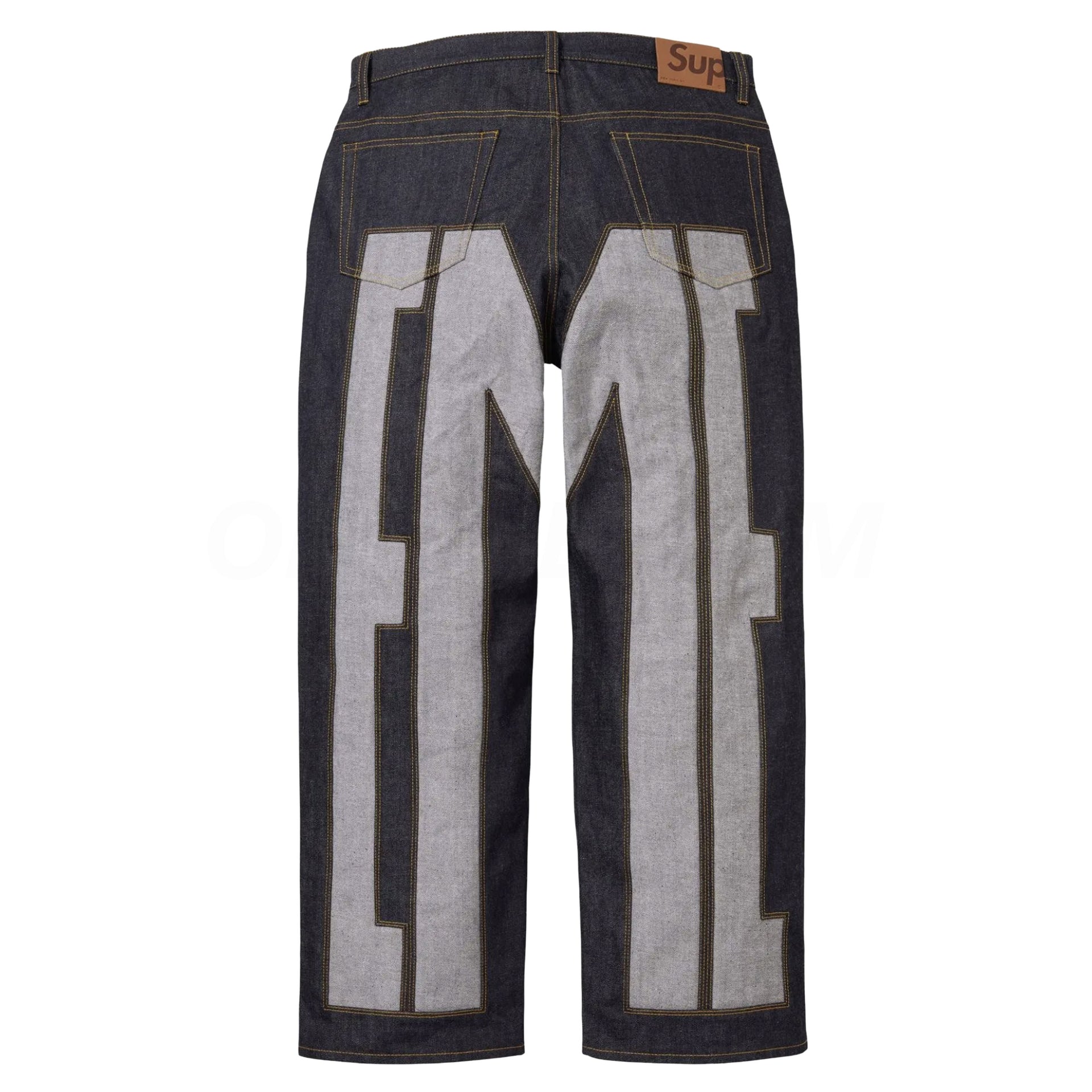 Supreme Indigo Spellout Baggy Jeans