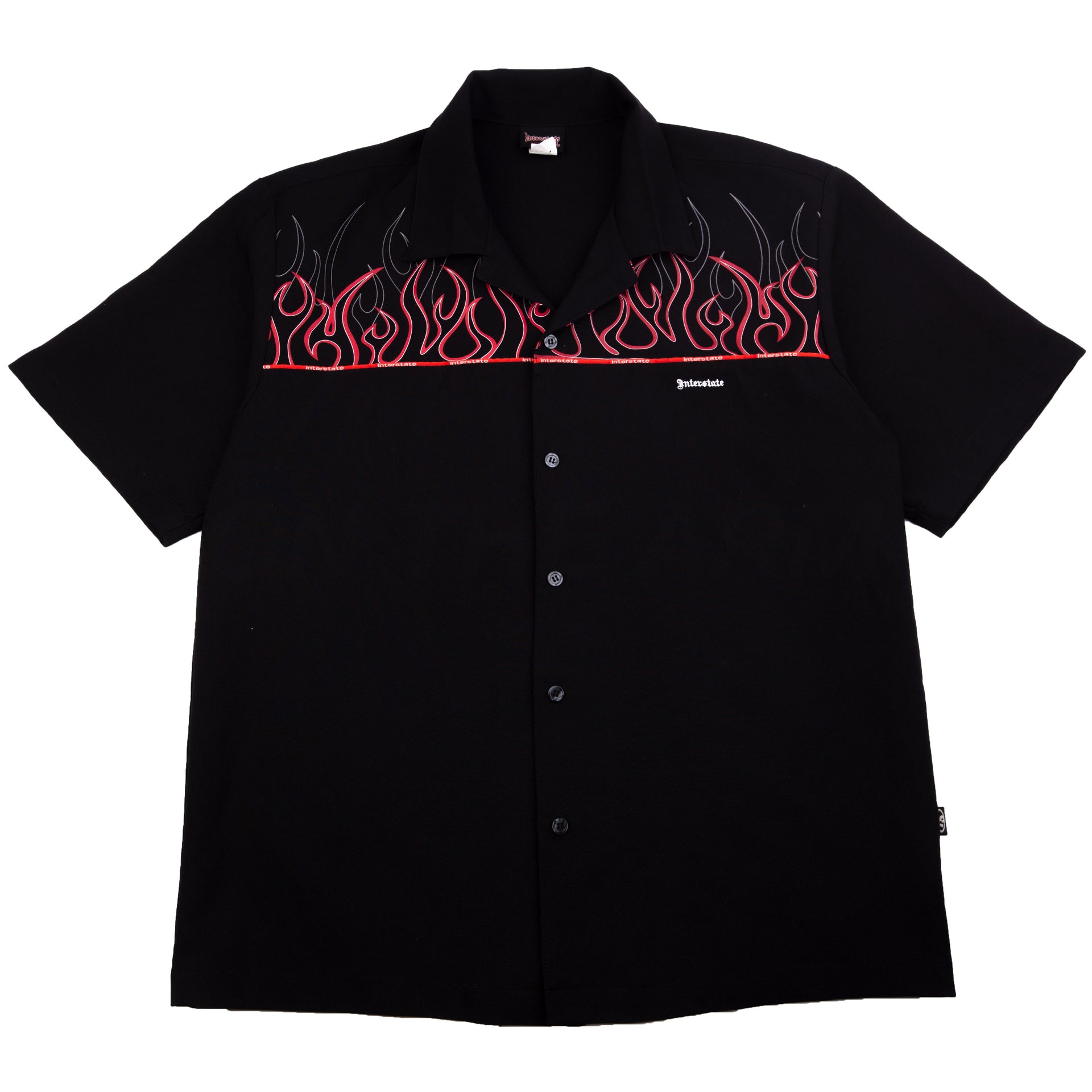 Vintage Black Interstate Flames Y2K Button Up (2000's)