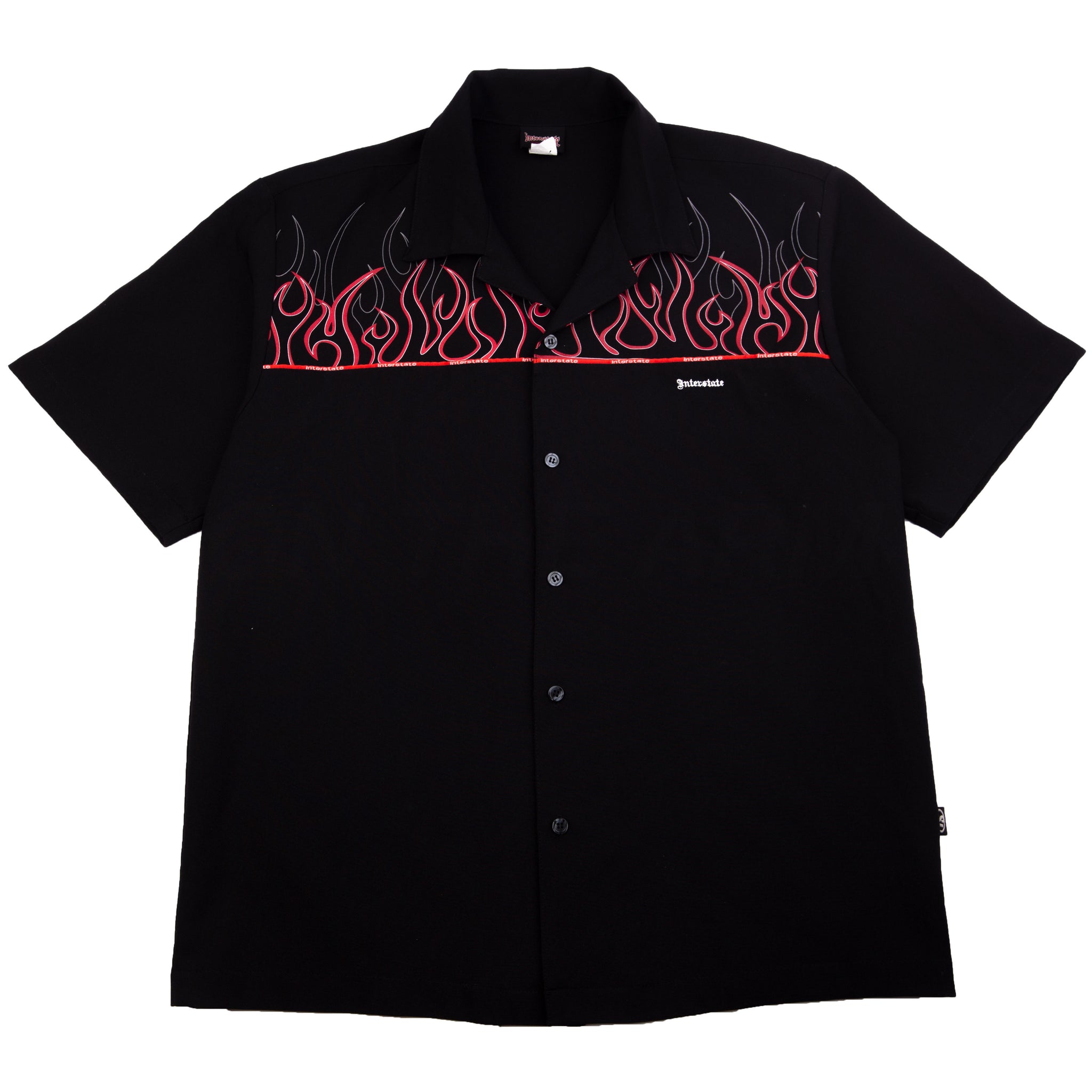 Vintage Black Interstate Flames Y2K Button Up (2000's)