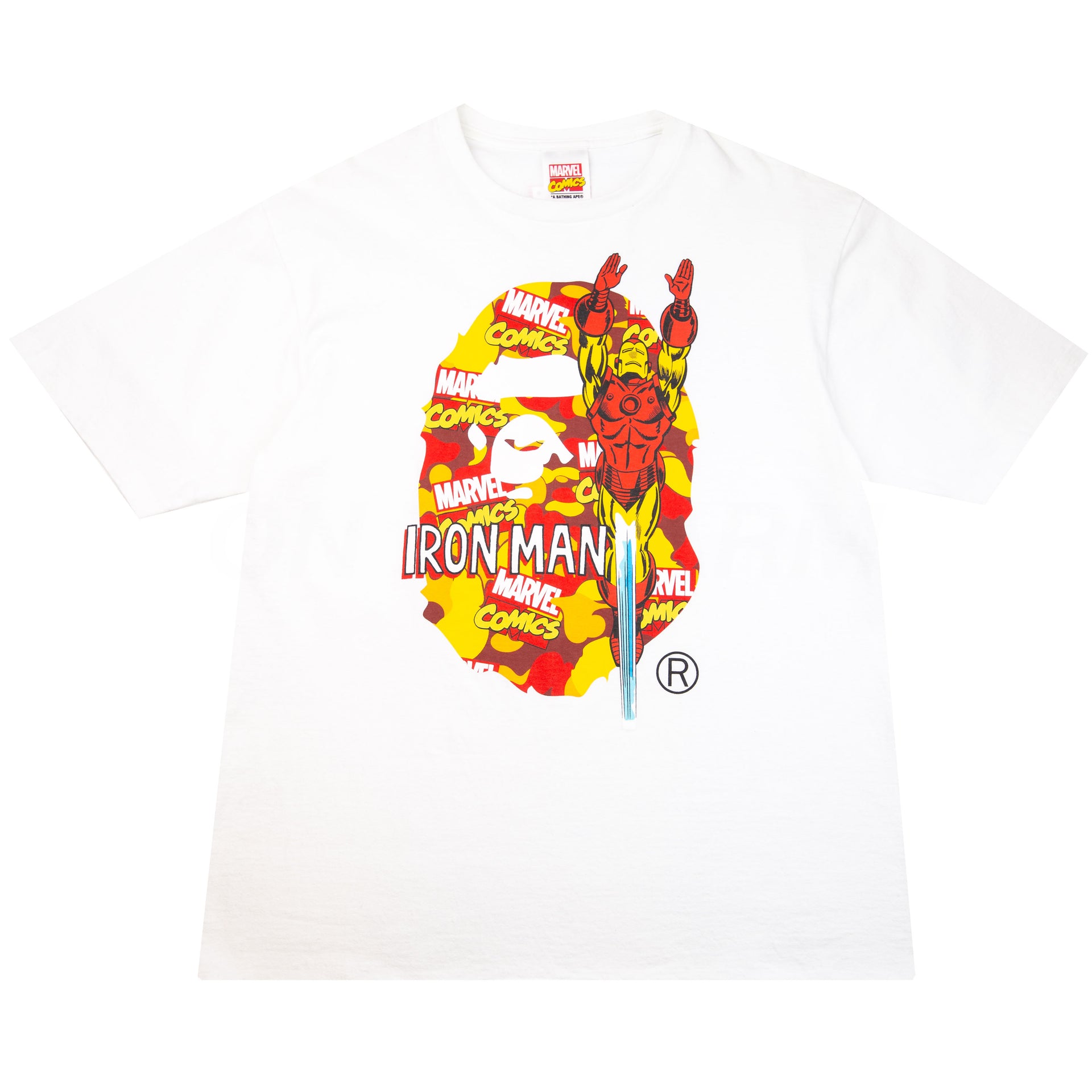 Bape White Marvel Iron Man Ape Head Tee PRE-OWNED
