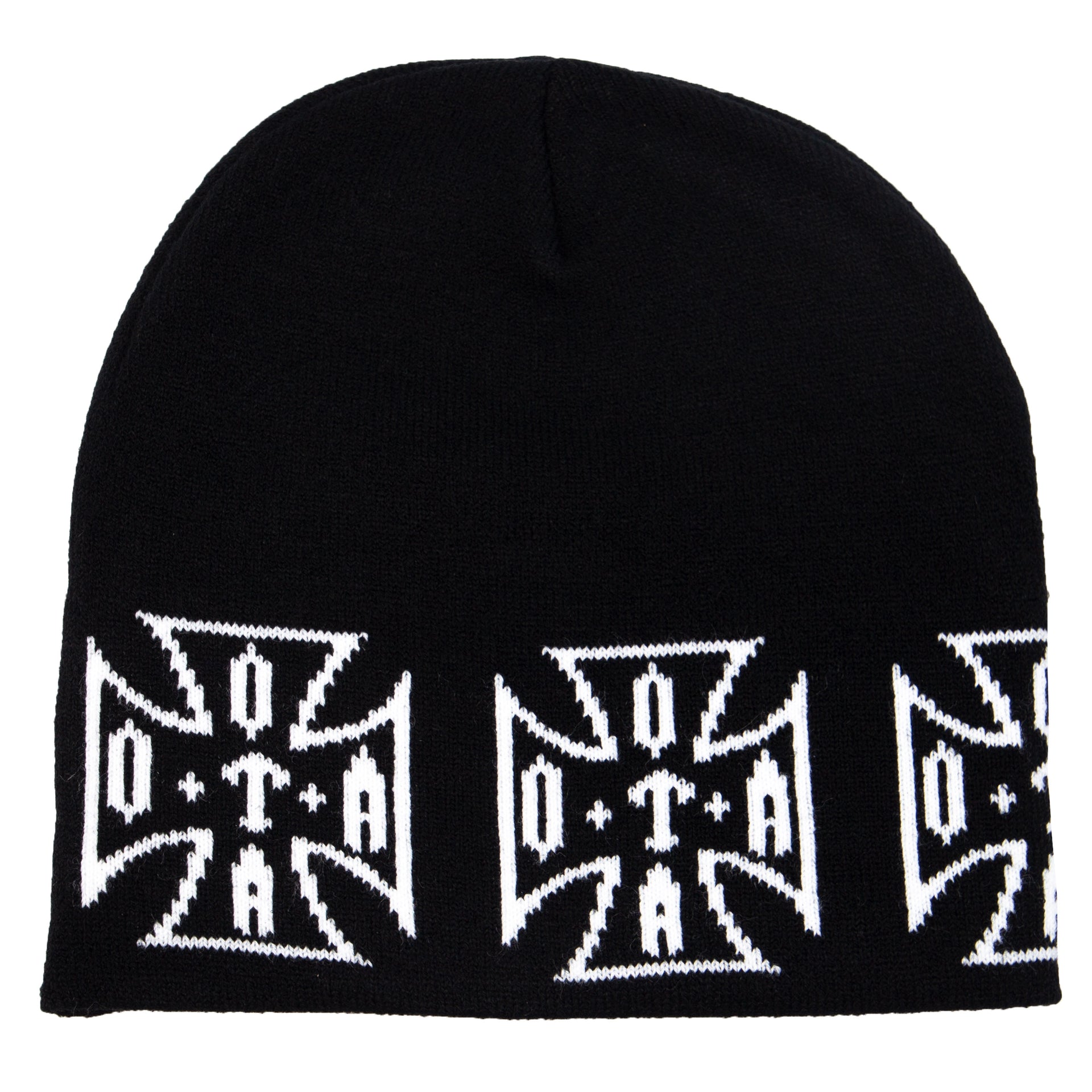OTA Black Jacquard Iron Cross Beanie