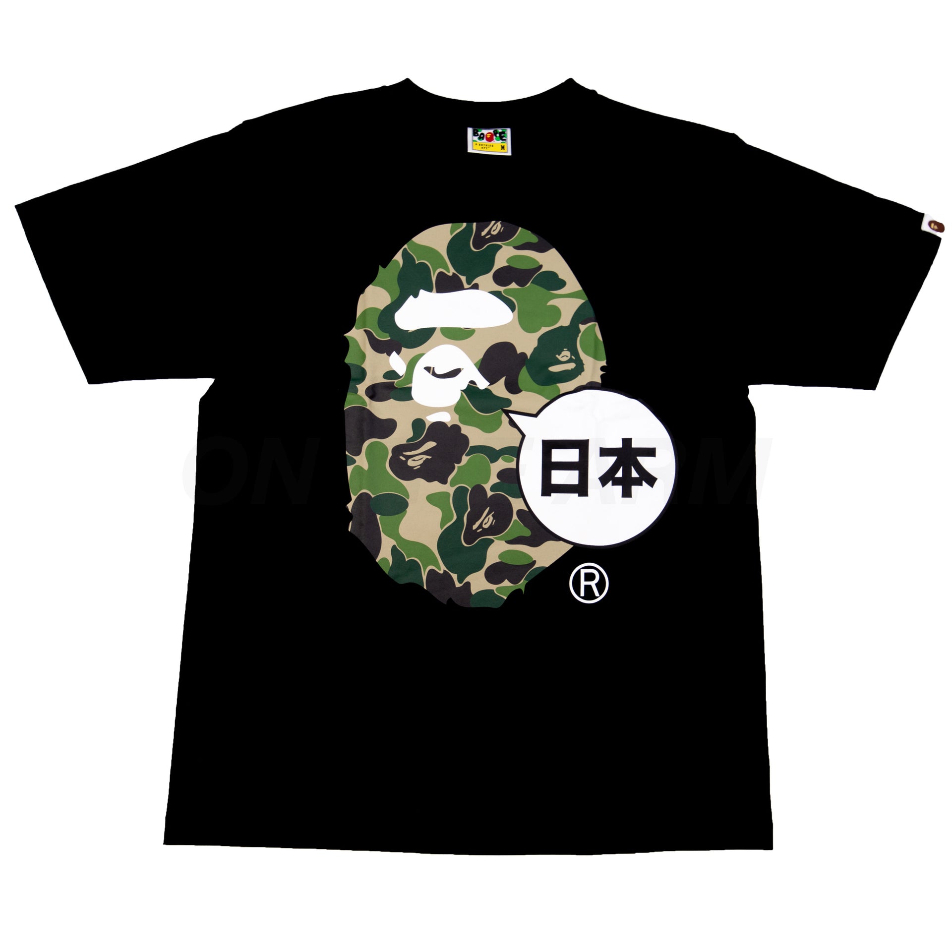 Bape Black Japan Exclusive Green ABC Camo Ape Head Tee