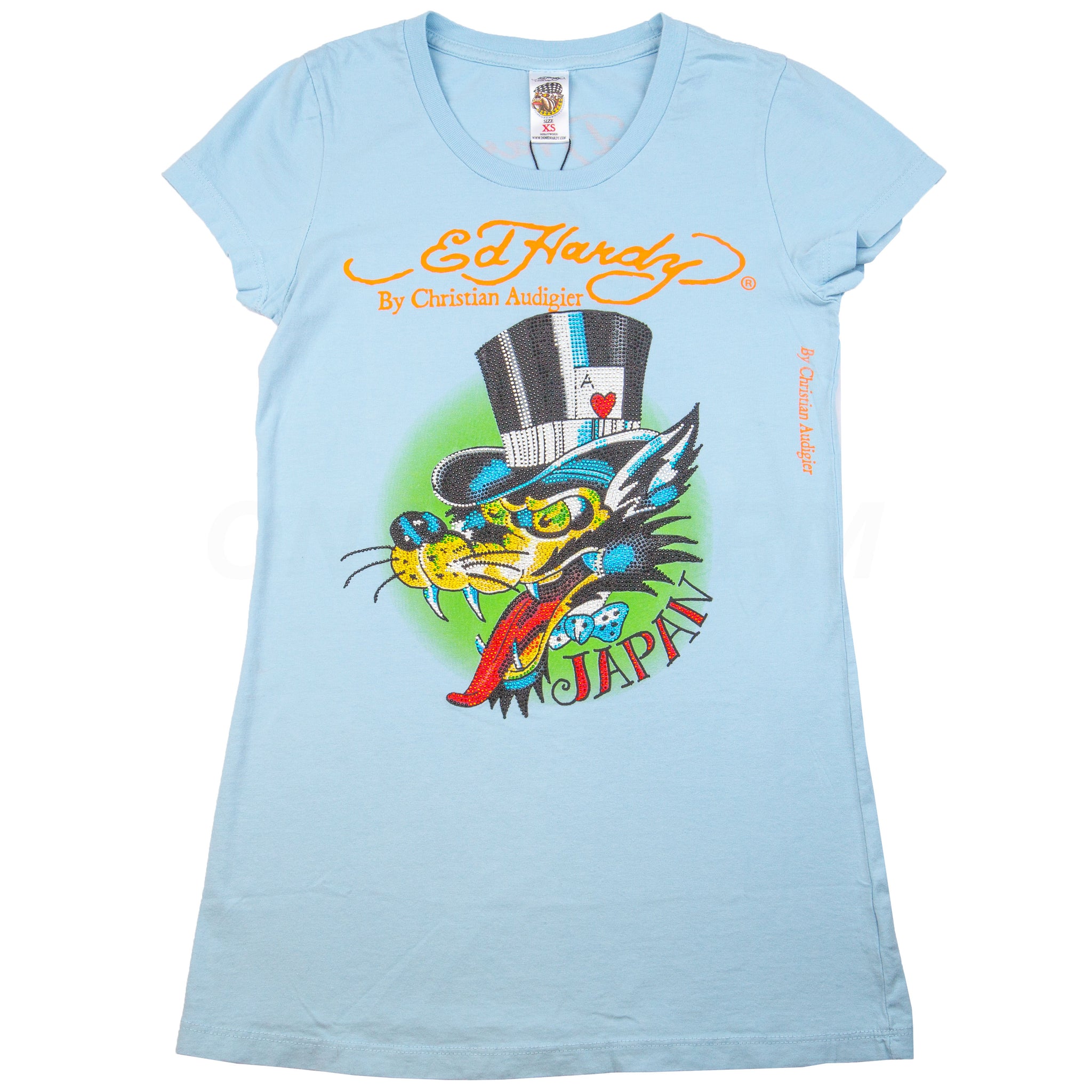 Vintage Blue Ed Hardy Japan Rhinestone Tee (2000's)