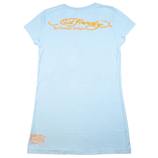 Vintage Blue Ed Hardy Japan Rhinestone Tee (2000's)