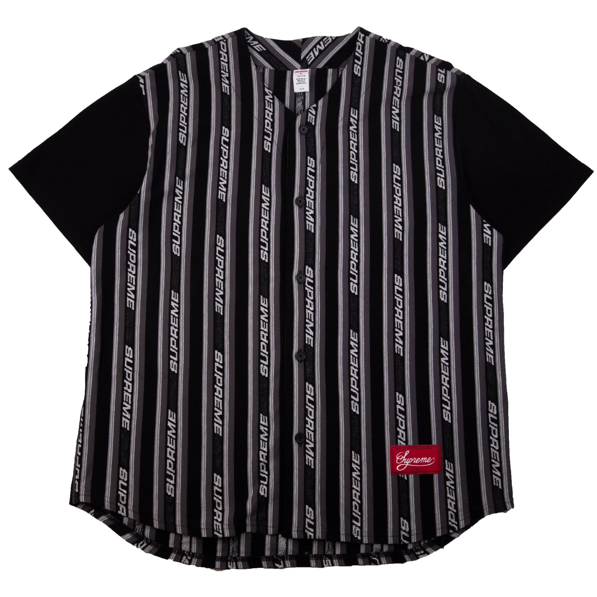 Supreme Black Repeat Logo Baseball Jersey PRE-OWNED