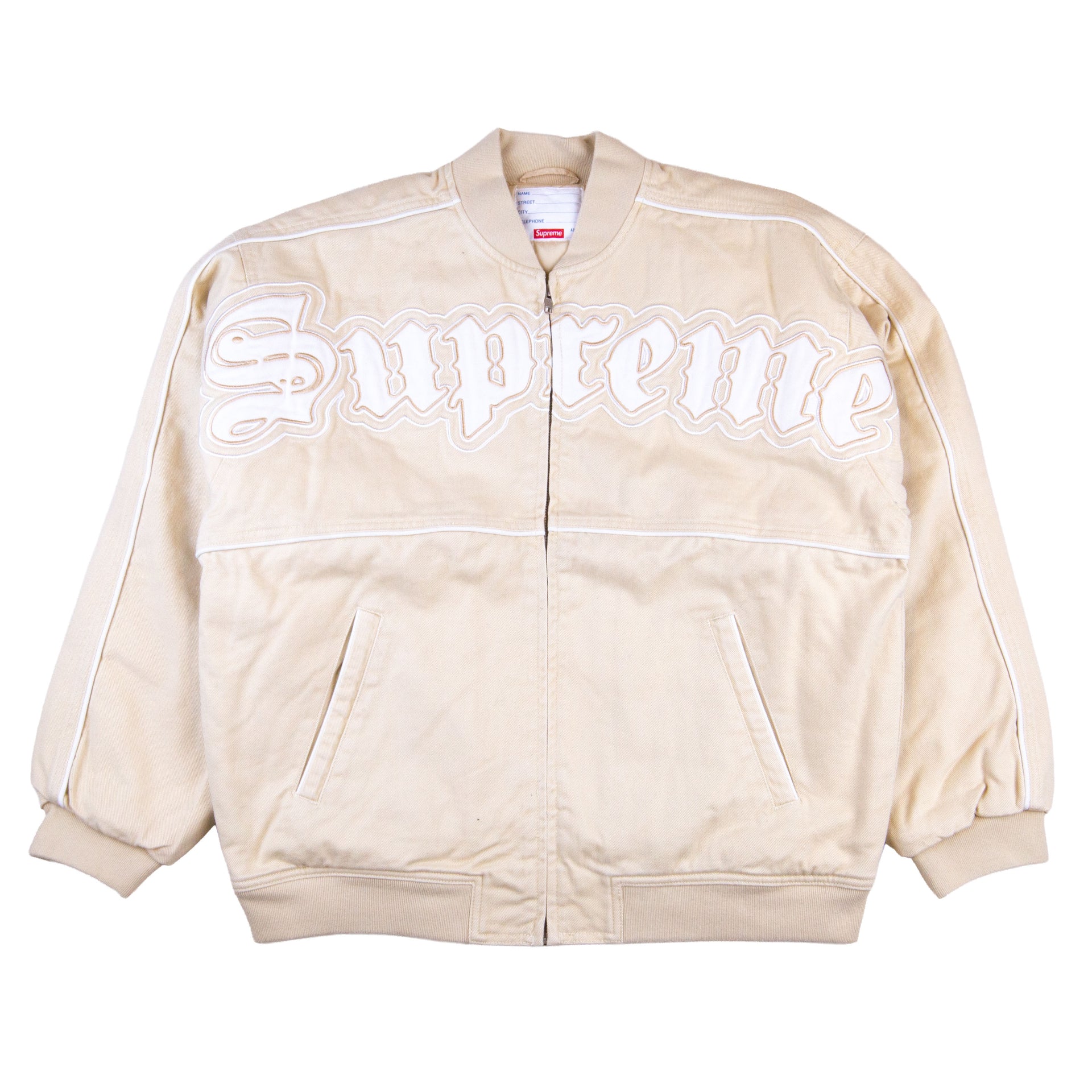 Supreme Khaki Twill Old English Varsity Jacket