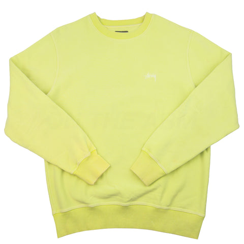 Stussy Lime Embroidered Stock Logo Crew PRE-OWNED