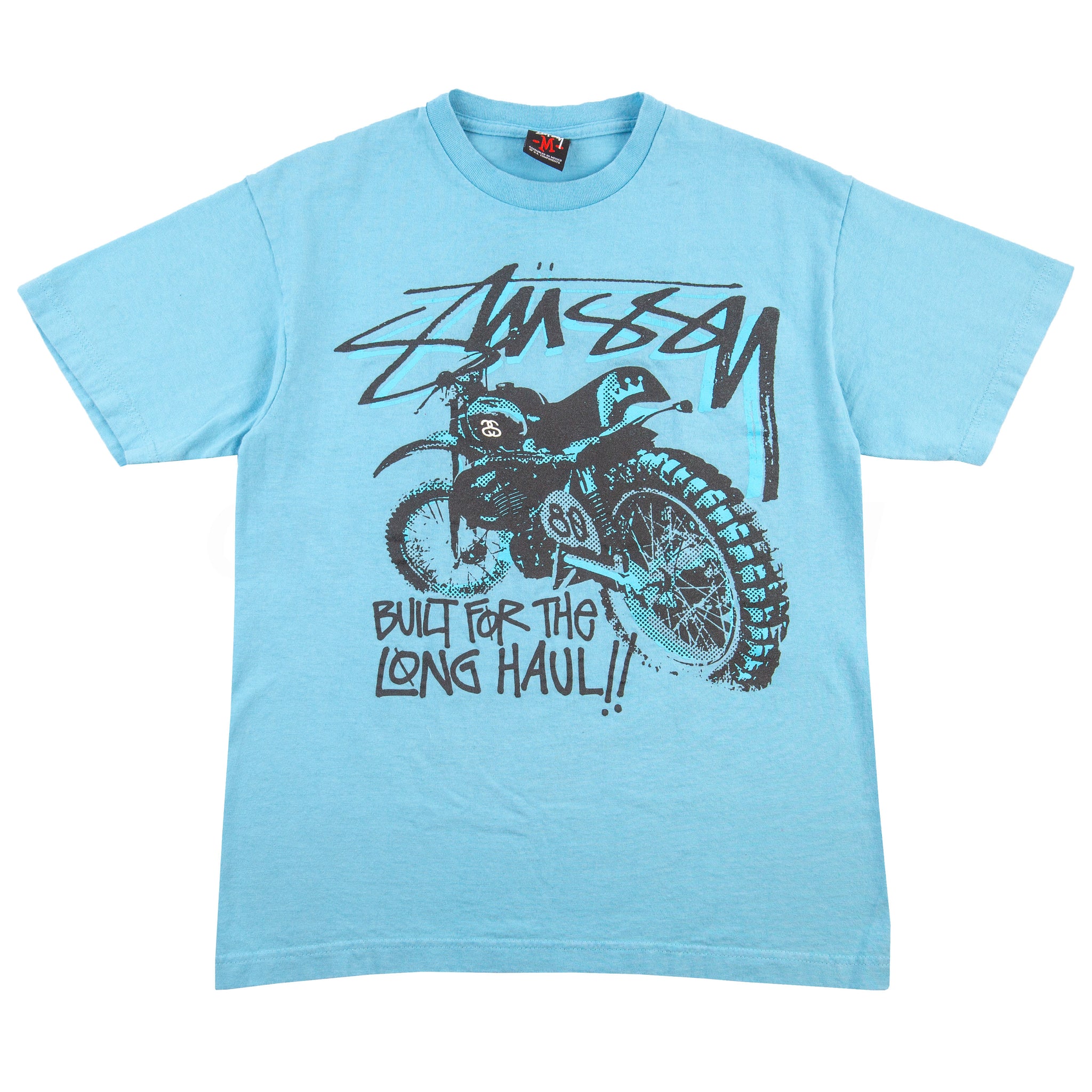 Stussy Blue Motorcycle Long Haul Tee PRE-OWNED
