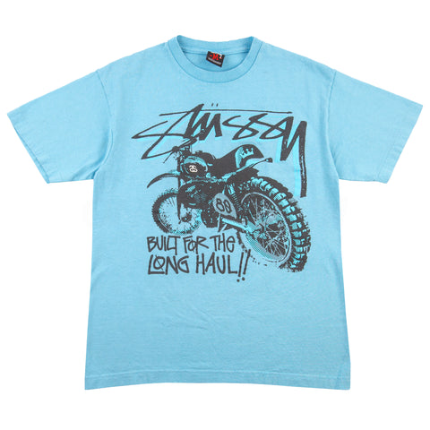 Stussy Blue Motorcycle Long Haul Tee PRE-OWNED