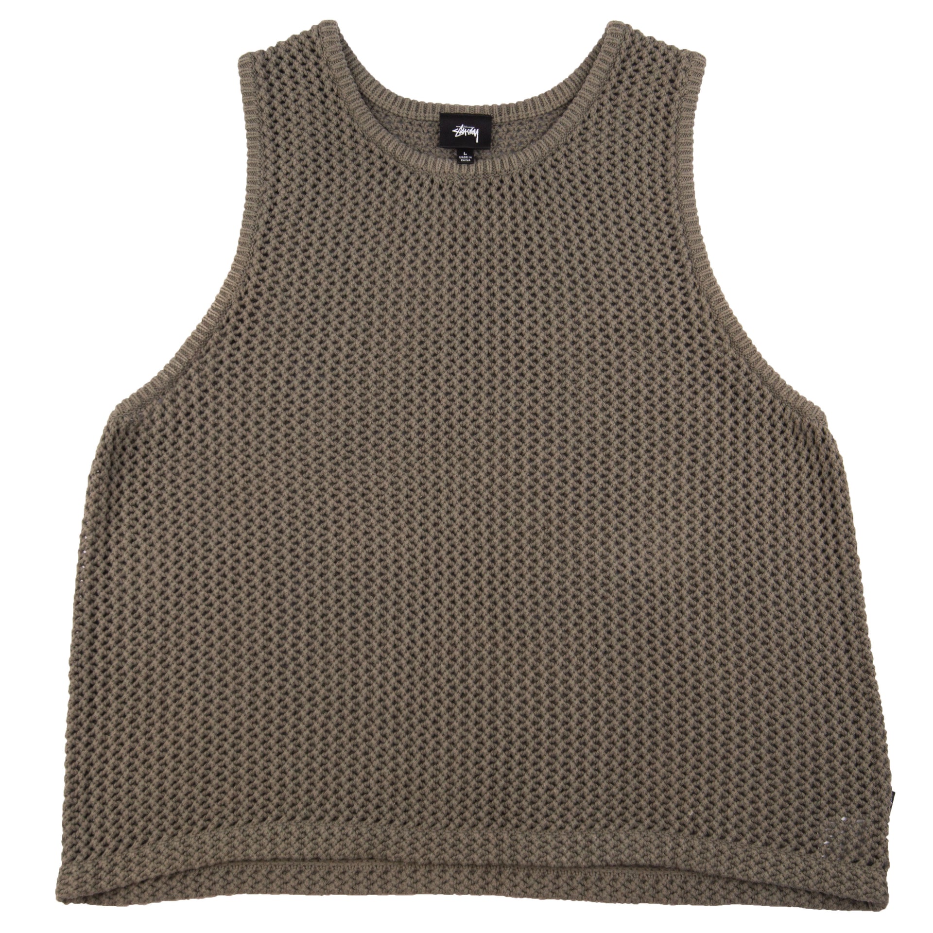 Stussy Olive Loose Gauge Knit Tank Top PRE-OWNED