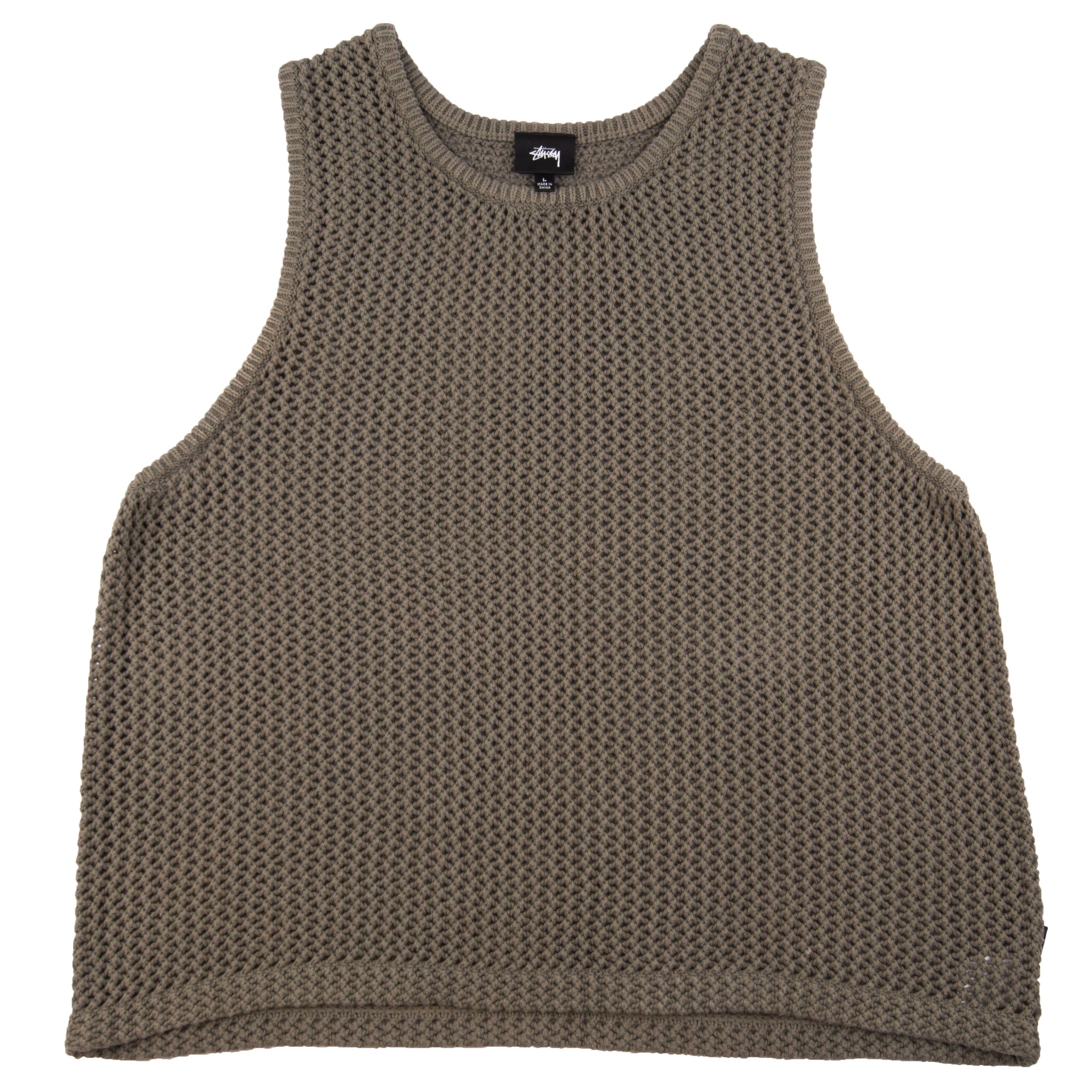 Stussy Olive Loose Gauge Knit Tank Top PRE-OWNED