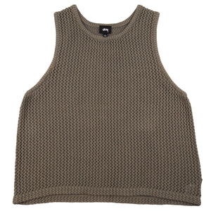 Stussy Olive Loose Gauge Knit Tank Top PRE-OWNED