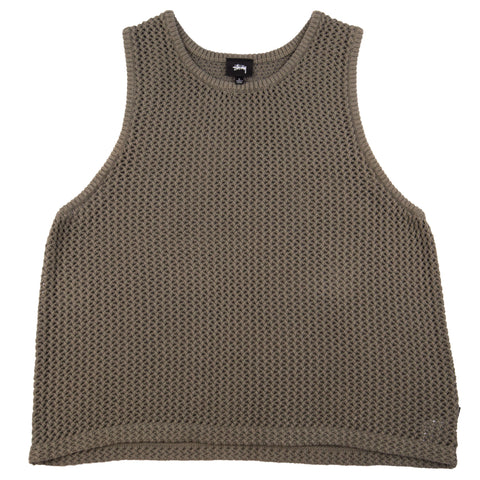 Stussy Olive Loose Gauge Knit Tank Top PRE-OWNED