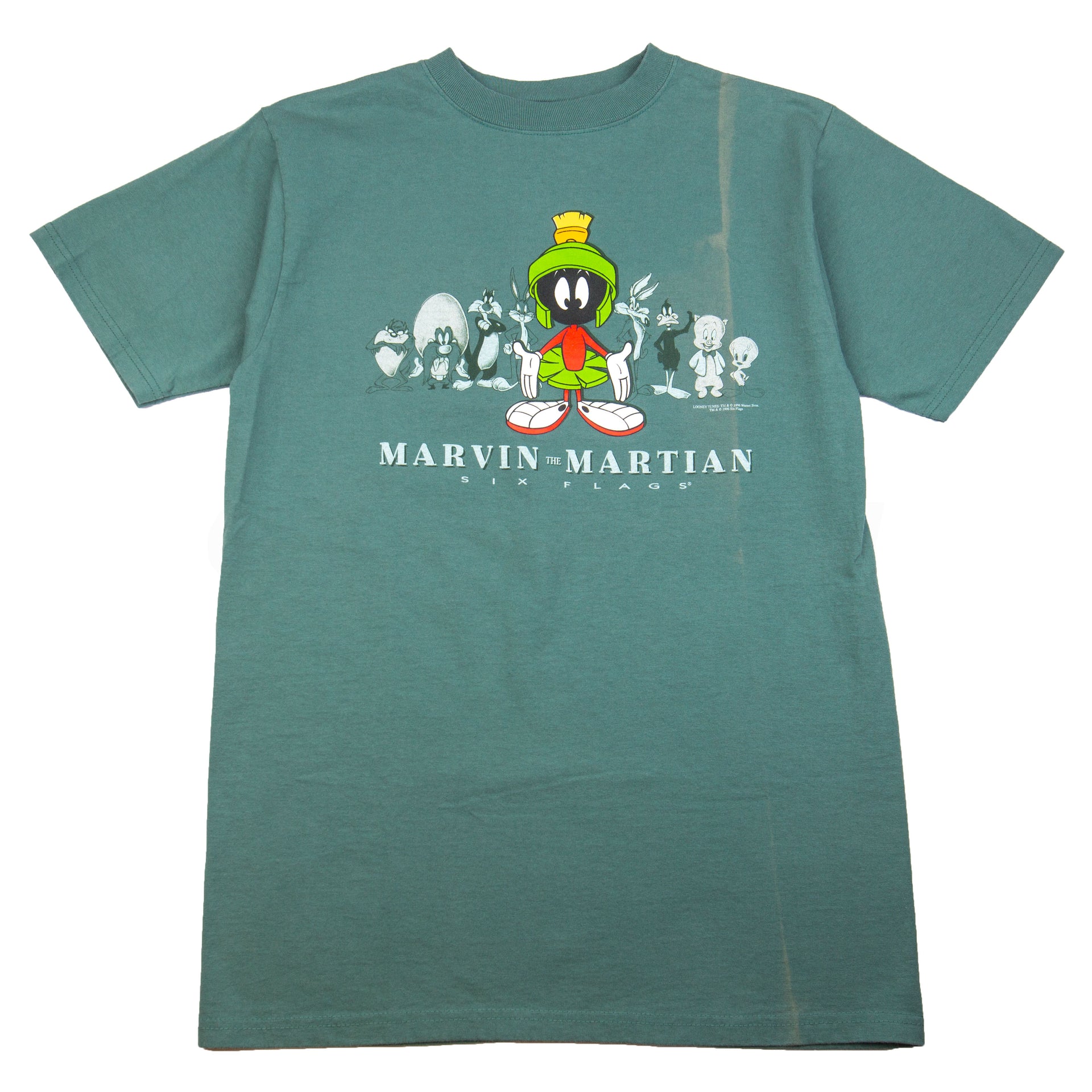 Vintage Green Marvin the Martian Six Flags Tee (1996)