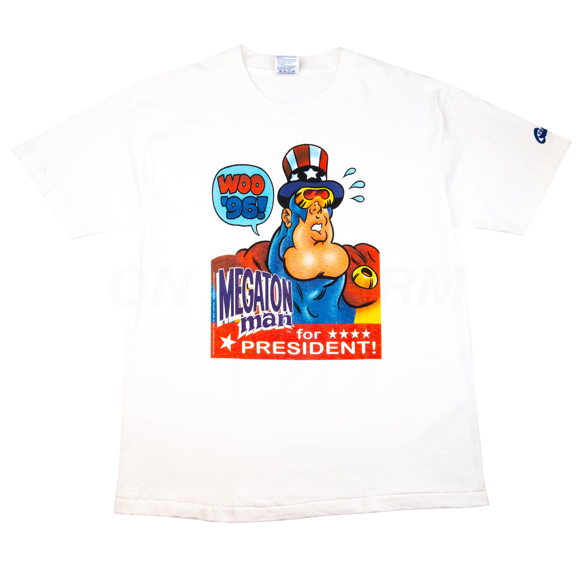 Vintage White Megaton Man For President Tee (1996)