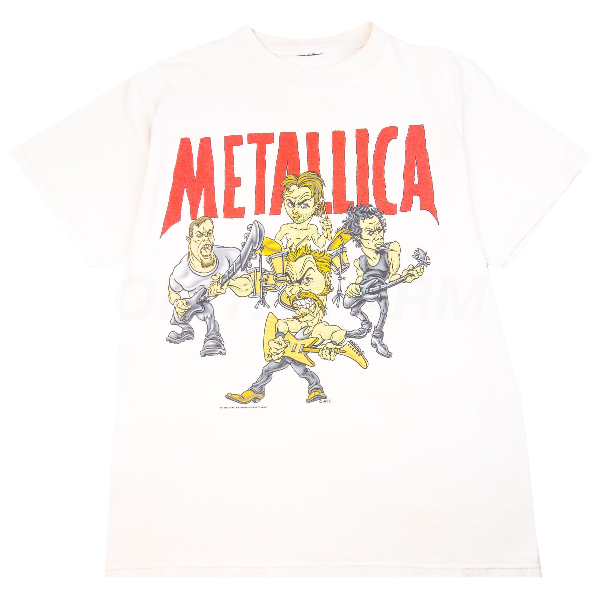 Vintage White Metallica Chavez Caricature Tee (1996)