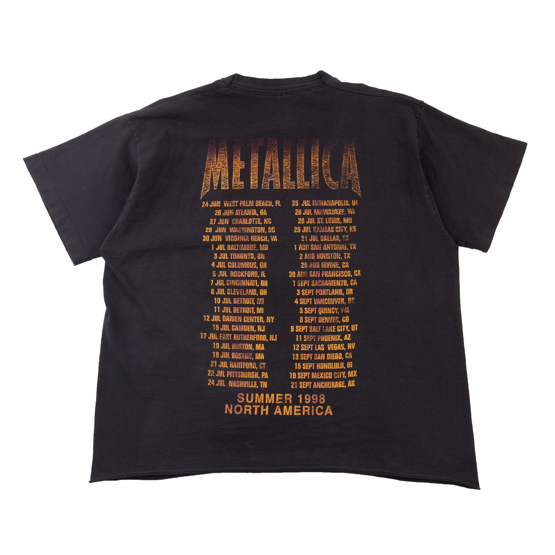 Vintage Black Metallica Summer Tour Cropped Tee (1998)
