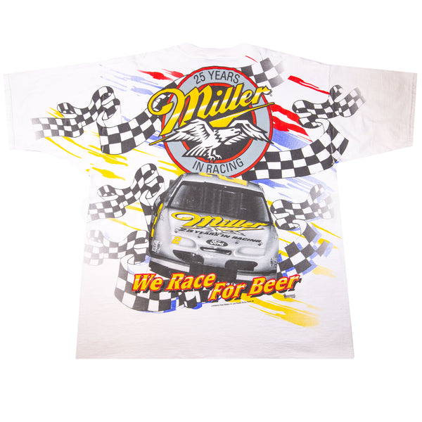 Vintage White Miller Racing All Over Print Tee (1996)