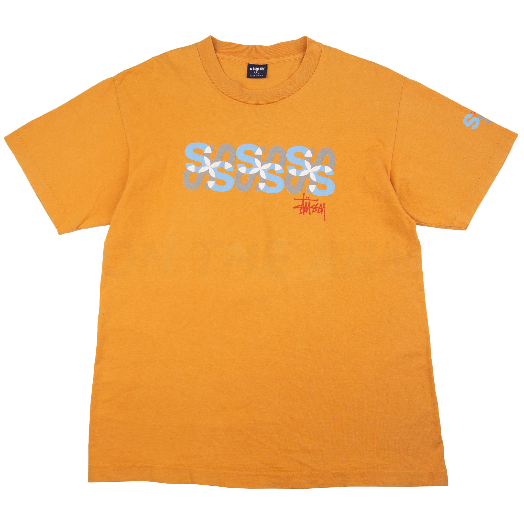 Stussy Mustard Multi S Logo Tee (1990's) PRE-OWNED