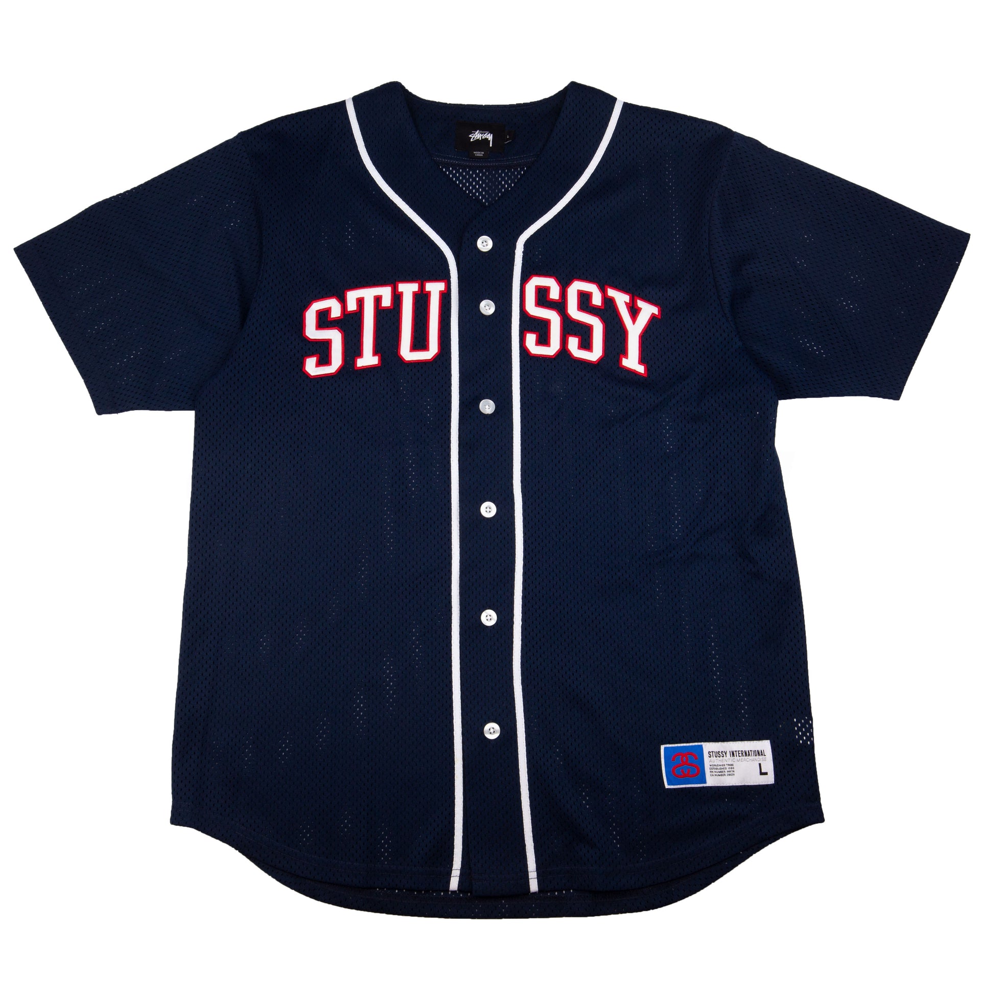 Stussy Navy Mesh Baseball Jersey PRE-OWNED