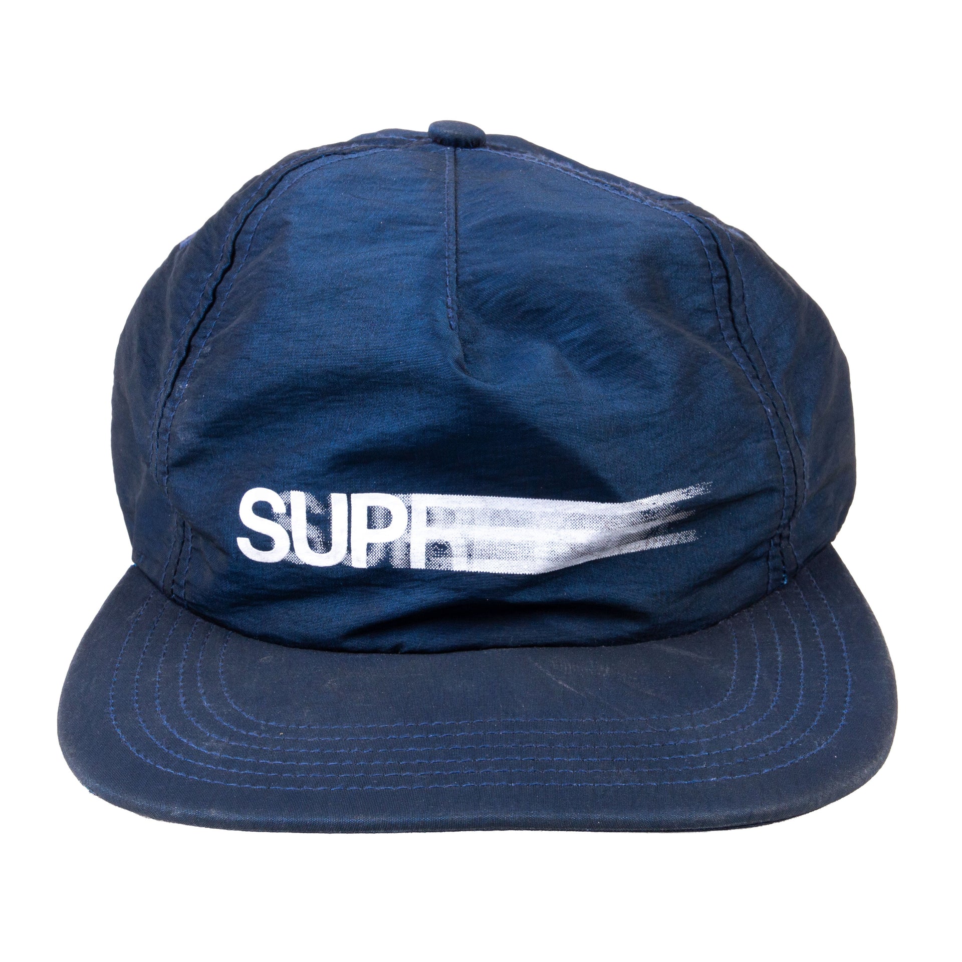 Supreme Navy Satin Motion Logo Hat PRE-OWNED