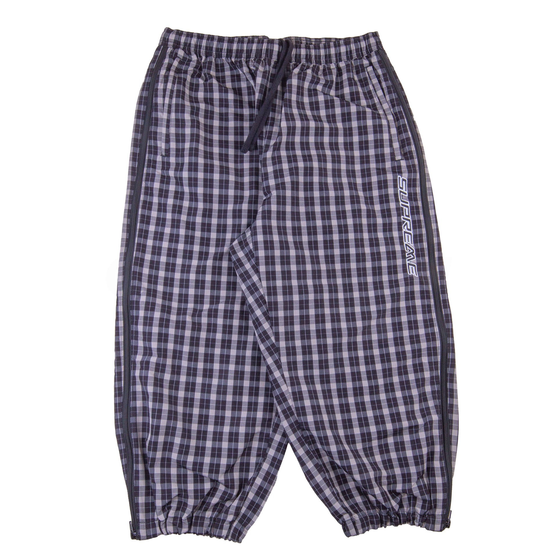 Supreme Black/Grey Plaid Track Pants PRE-OWNED