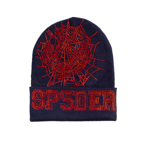 SPIDER Navy Rhinestone Beanie PRE-OWNED