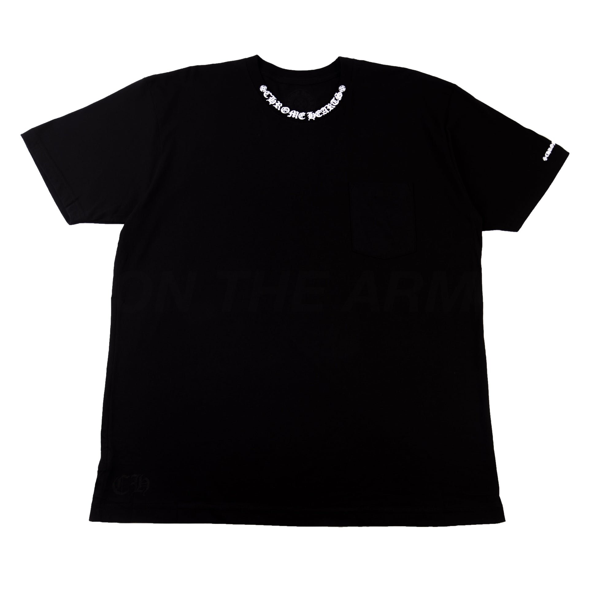 Chrome Hearts Black Neck Logo Pocket Tee