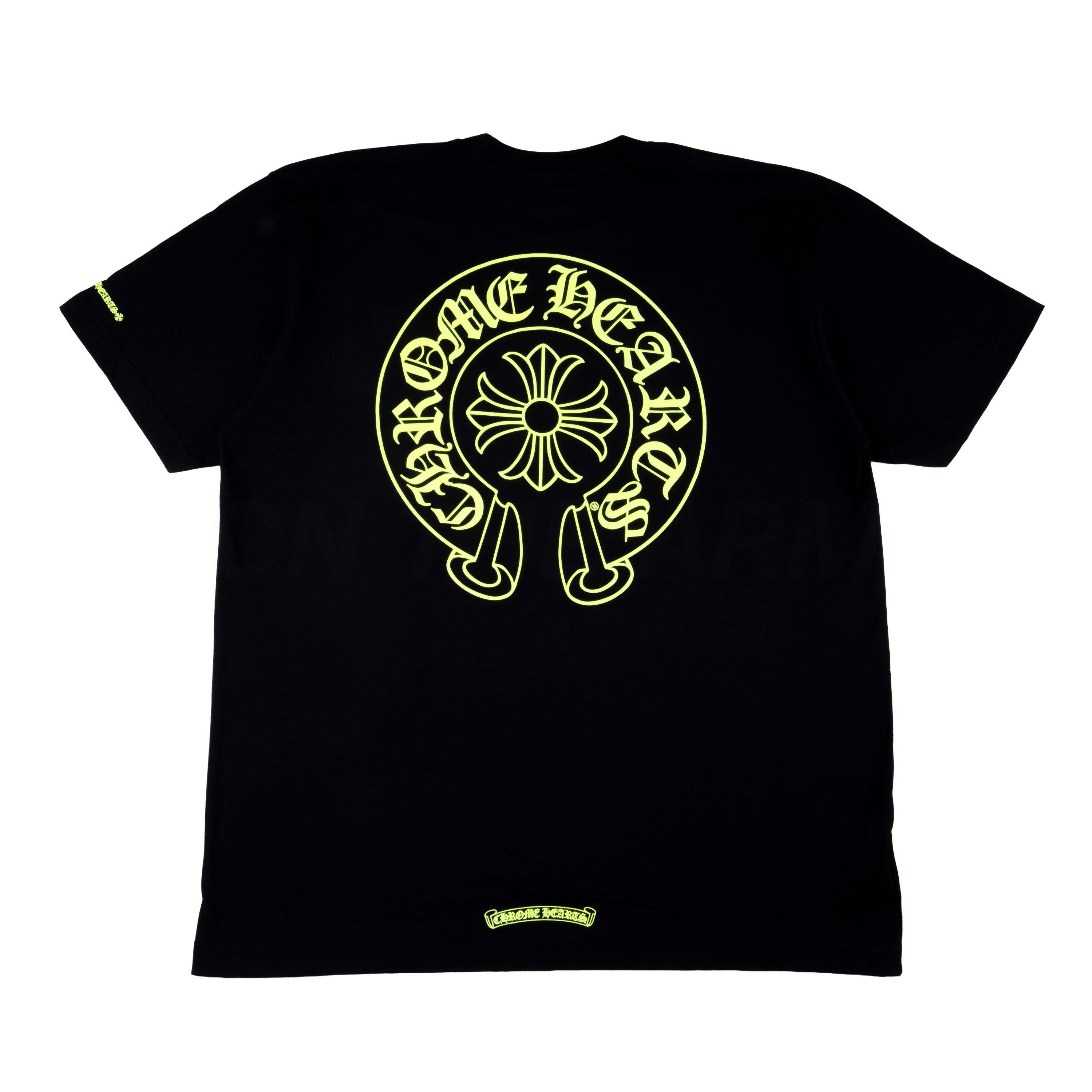 Chrome Hearts Black/Neon Lime Horseshoe Pocket Tee