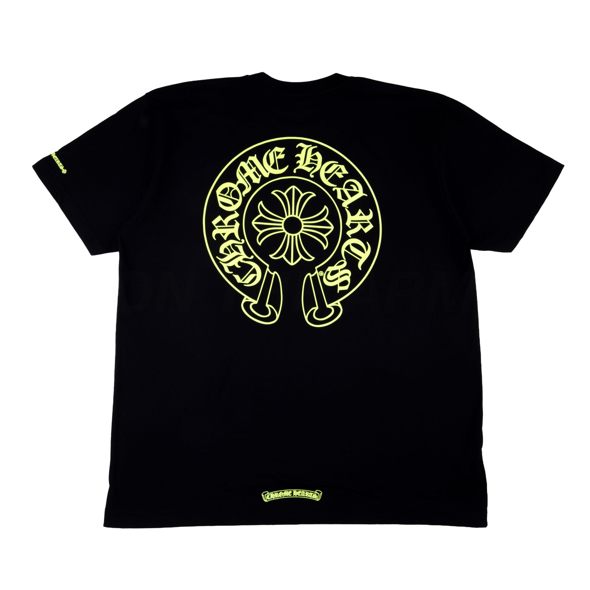 Chrome Hearts Black/Neon Lime Horseshoe Pocket Tee
