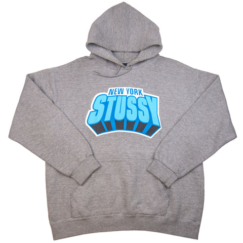 Stussy Grey New York Knicks Hoodie (1990's) PRE-OWNED