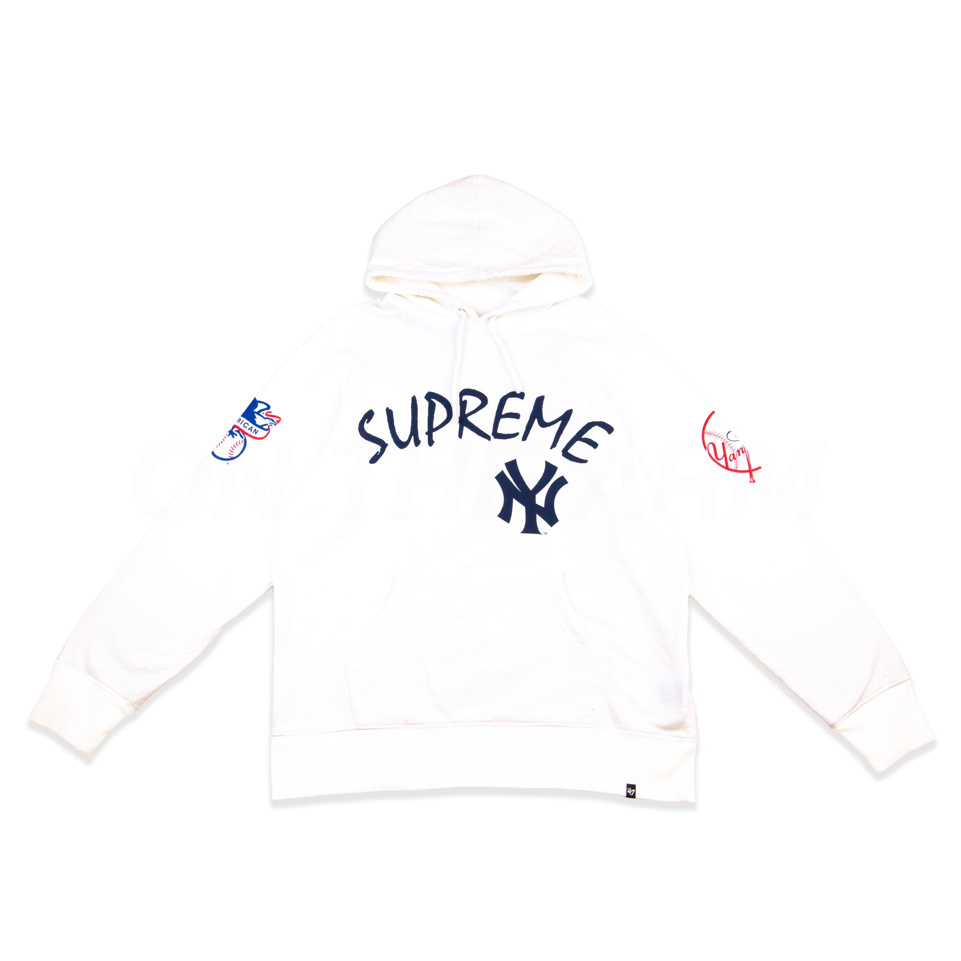 Supreme White SS15 Yankees Hoodie