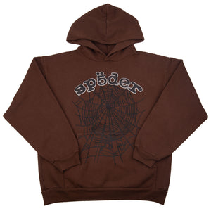 SPIDER Brown Complexcon OG Web Rhinestone Hoodie