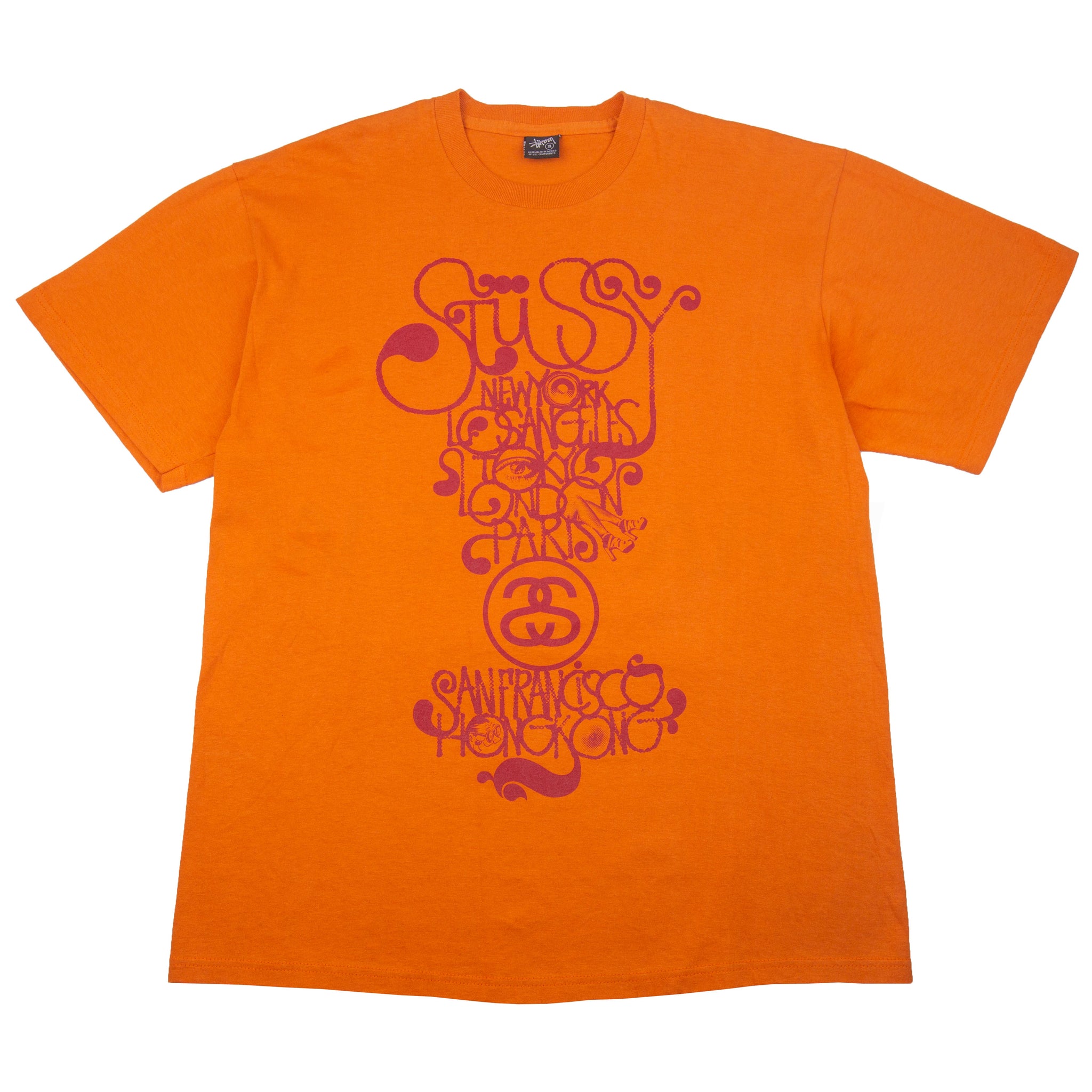 Stussy Orange World Tour Tee PRE-OWNED