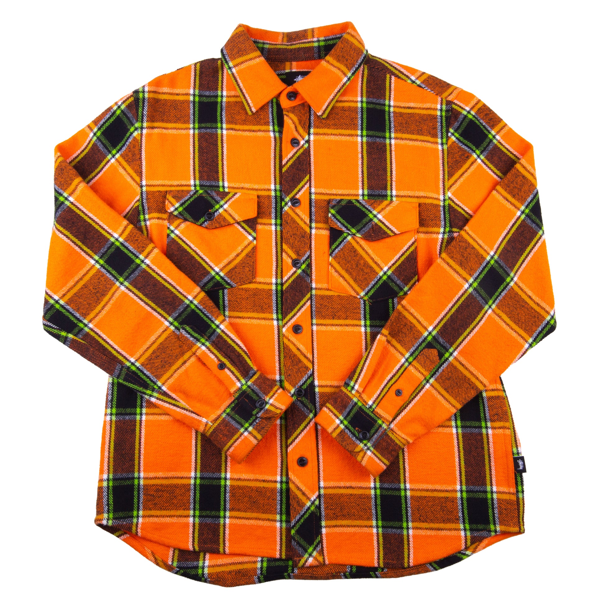 Stussy Orange Plaid Flannel PRE-OWNED