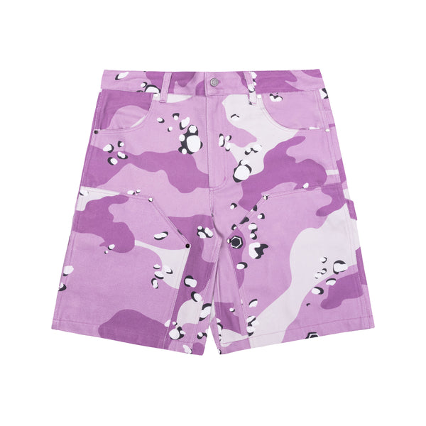 OTA & Shoreline Mafia OTX Boyz Purple Chip Camo Choppa Double Knee Work Shorts