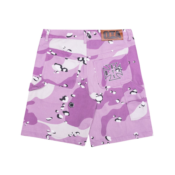 OTA & Shoreline Mafia OTX Boyz Purple Chip Camo Choppa Double Knee Work Shorts