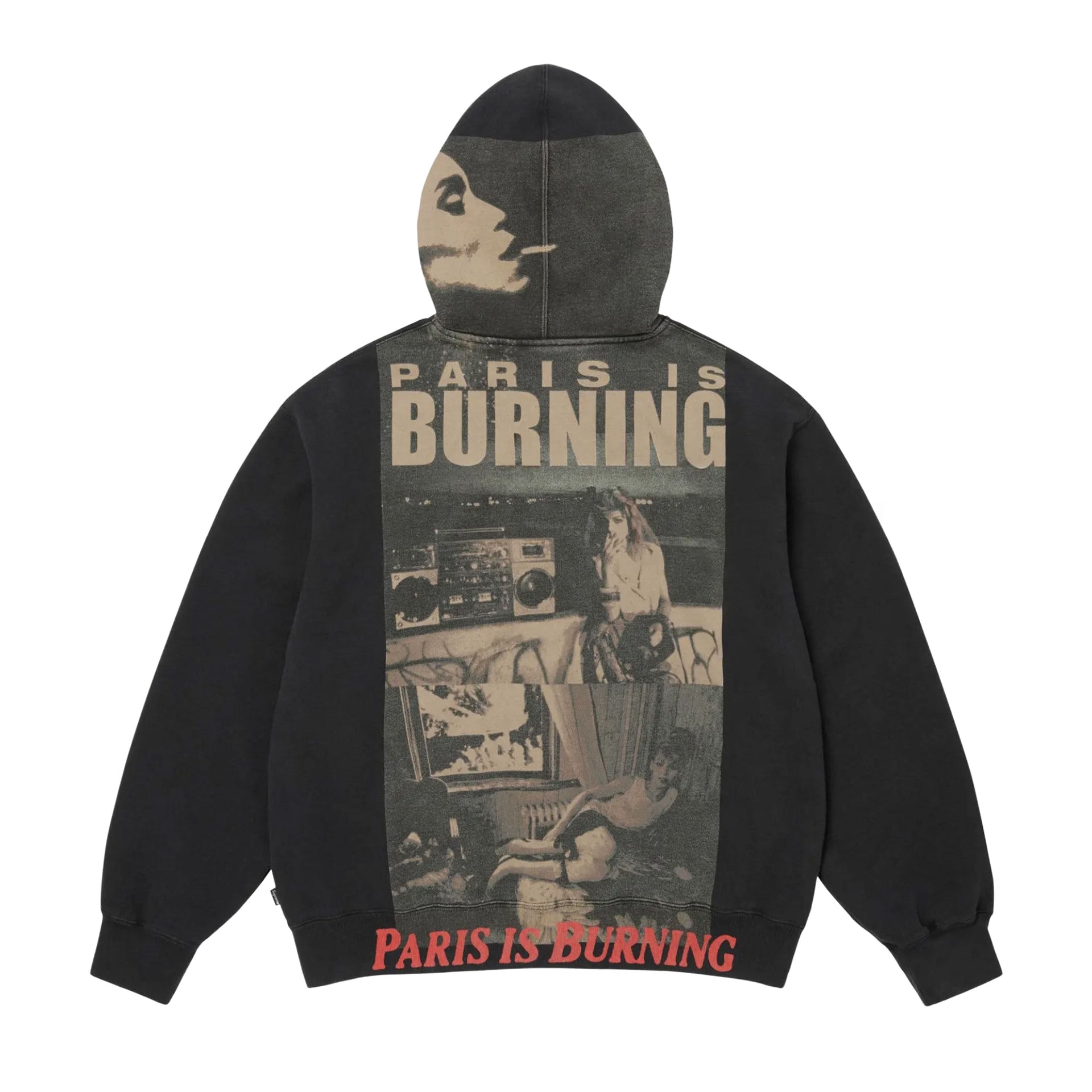 Supreme Black Paris Is Burning Zip Up Hoodie