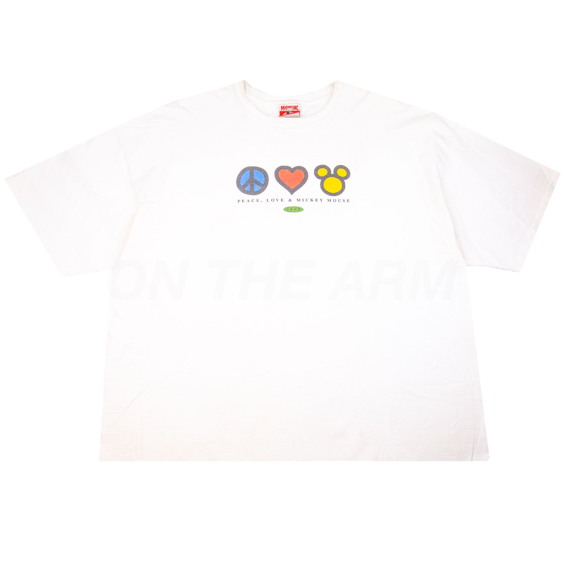 Vintage White Peace Love & Mickey Mouse Tee (1990's)