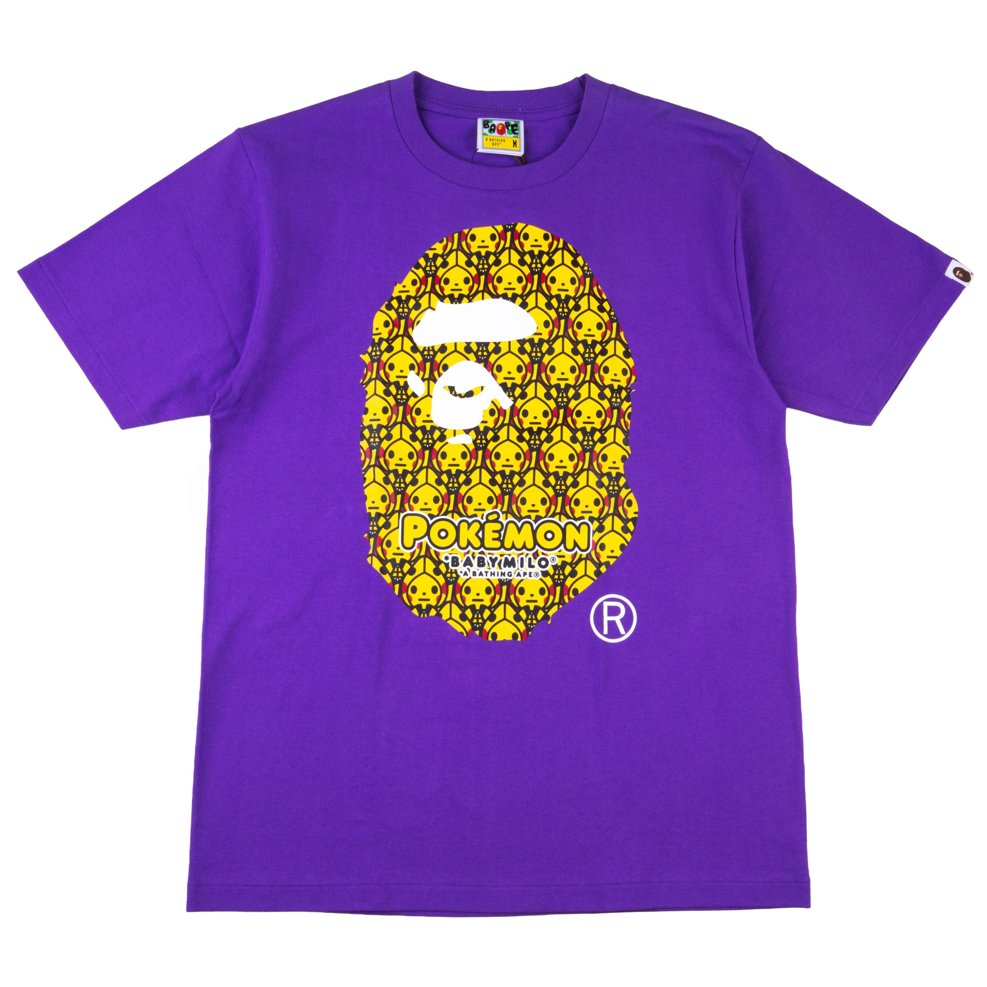 Bape Purple Pokemon Pikachu Big Ape Head Tee