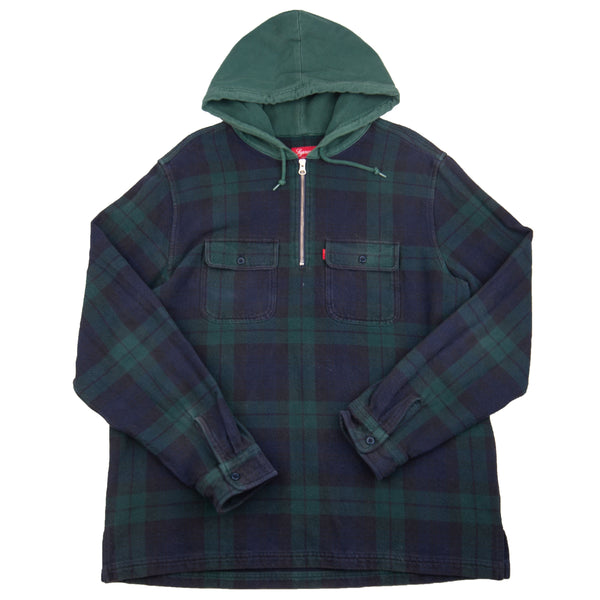 K*i様 15 supreme hooded plaid half zip sh Supreme Dickies Plaid Hooded Zip Up Shirt 2colors White Black Size