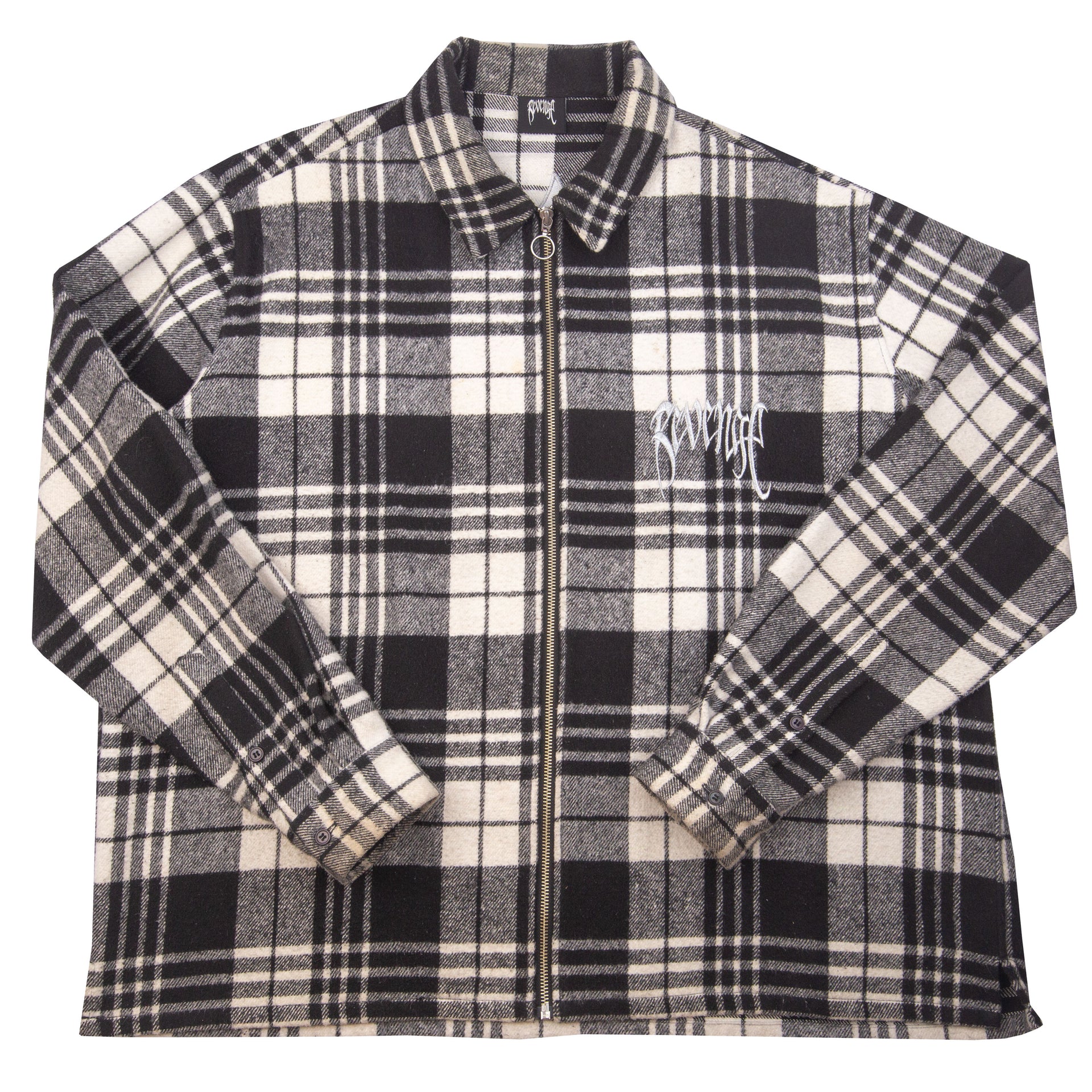 Revenge Black/White Plaid Zip Flannel PRE-OWNED