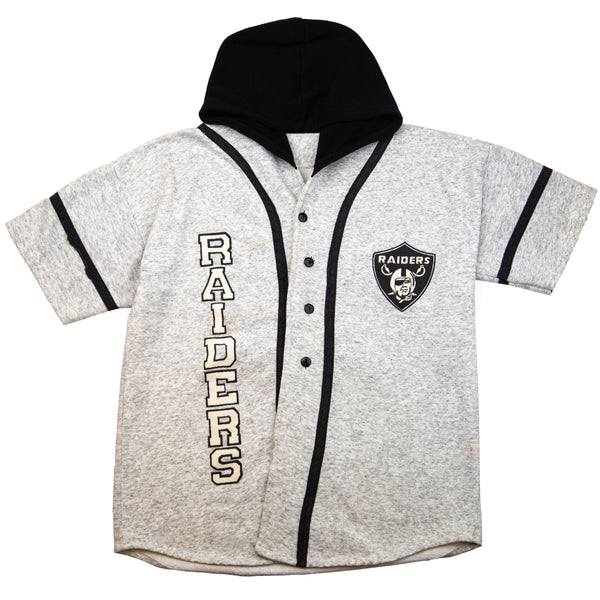 Vintage Grey LA Raiders Hooded Baseball Sweater (1980's)