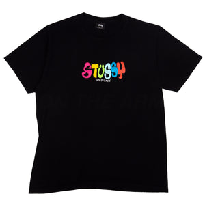 Stussy Black Rainbow Text Logo Tee PRE-OWNED